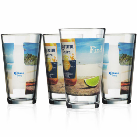 Corona Extra Find Your Beach 4-Pack Pint Glass Set